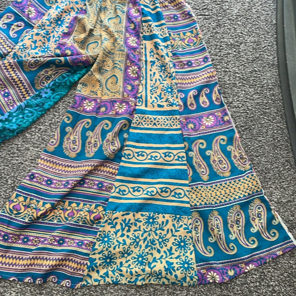 Positano By Jean Paul Multicolor Patchwork Wide Leg Flowy Pants Size Medium - Picture 8 of 14